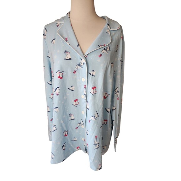 Soma Embraceable Pajama Top Womens Extra Large Crystal Blue Novelty Ice Skate - Picture 2 of 8